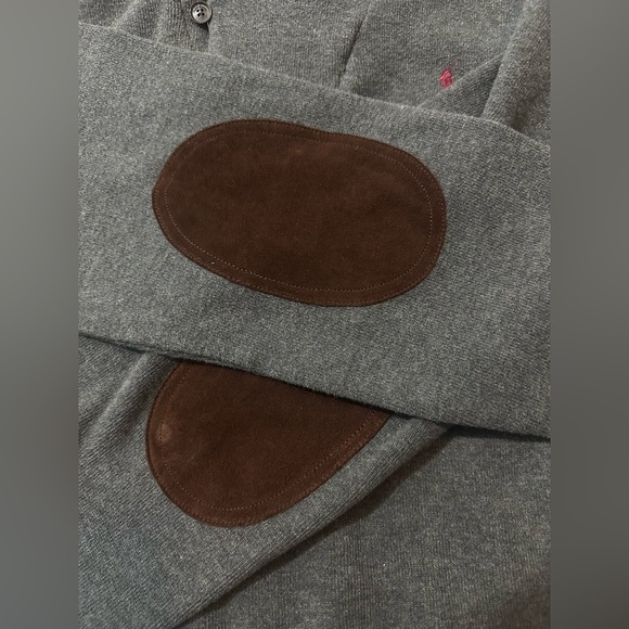Polo Ralph Lauren Men’s Sz XL Gray Pullover Sweater Suede Elbow Patches - Picture 8 of 8